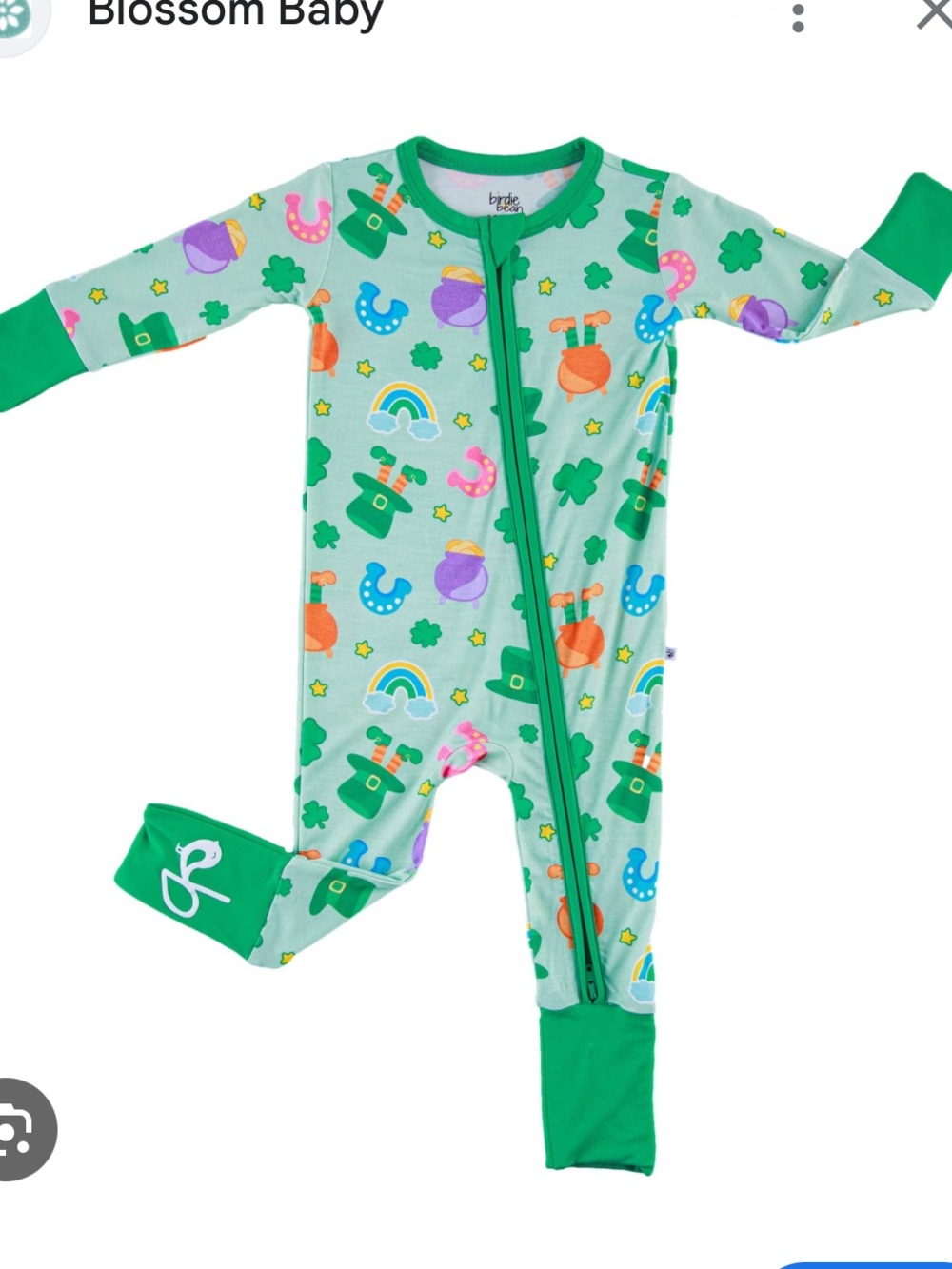 Birdie Bean Green St. Patrick's Convertible Footie Romper